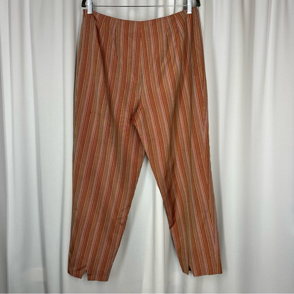 Talbots Cropped Pants Sz 14 Silk/Cotton Blend Lined‎ Subtle StripeClassic READ